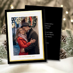 Carte De Vœux En Aluminium Joyeux Noël Black Gold Simple Photo moderne