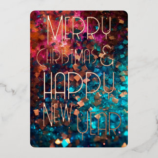 Carte De Vœux En Aluminium Joyeux Noël Bonne Année Confettis Vifs