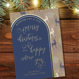 Carte De Vœux En Aluminium Joyeux Noël Bonne Année Renne