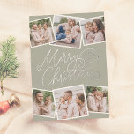 Carte De Vœux En Aluminium Joyeux Noël Calligraphie Sage Green 6 Photos<br><div class="desc">Donnez à vos cartes de Noël une étincelle d'or, d'argent ou d'or rose ! Répandez la joie des fêtes avec cette carte de feutre photo verte de Noël ! Le devant présente "Joyeux Noël" en véritable feuille de calligraphie manuscrite, avec votre nom de famille et l'année cachée dans l'un des...</div>