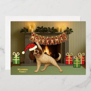 Carte De Vœux En Aluminium Joyeux Noël chien yoga 