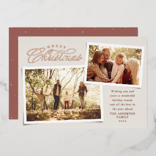 Carte De Vœux En Aluminium Joyeux Noël classique élégant photo rose gold