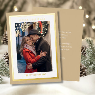 Carte De Vœux En Aluminium Joyeux Noël Crème Neutre Simple Photo Moderne