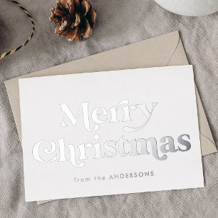 Carte De Vœux En Aluminium Joyeux Noël de type Rétro Argent Non-Photo