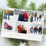 Carte De Vœux En Aluminium joyeux noël écrit élégant | 6 Collage photo<br><div class="desc">Véritable Cartes de fin de année de Noël Foil - Entièrement modifiable et personnalisable *Veuillez me contacter pour toute question de conception</div>