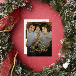 Carte De Vœux En Aluminium Joyeux Noël Écriture Fantaisiste  Famille 7 Photos