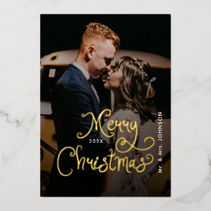 Carte De Vœux En Aluminium Joyeux Noël Écriture Fantaisiste Photo personnali