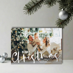 Carte De Vœux En Aluminium Joyeux Noël Écriture Photo Argent