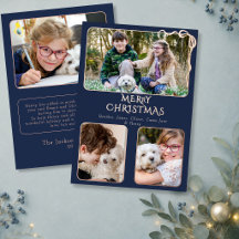 Joyeux Noël élégant 4 Photo Ruban Navy Rose Gold