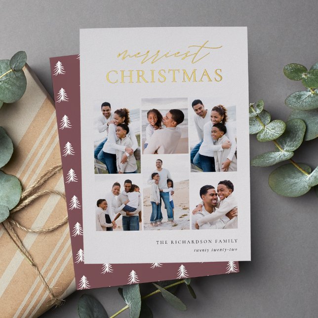 Carte De Vœux En Aluminium Joyeux Noël Elegant 6 Photo Collage (Créateur téléchargé)