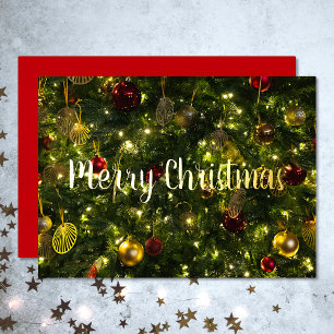 Carte De Vœux En Aluminium Joyeux Noël Elégant Arbre Décoré Vintage