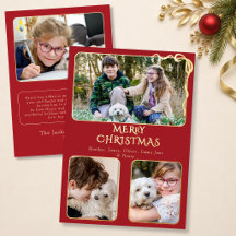 Joyeux Noël élégant avec 4 photos Ruban Rouge et O