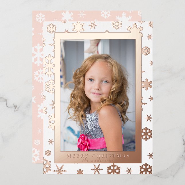 Carte De Vœux En Aluminium Joyeux Noël élégant avec photo personnalisée   (Recto/Verso)