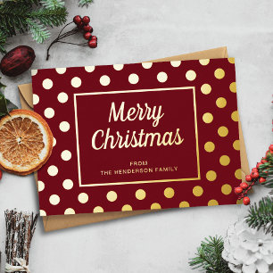 Carte De Vœux En Aluminium Joyeux Noël élégant écriture Bourgogne Or