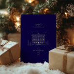 Carte De Vœux En Aluminium Joyeux Noël élégant Marine & Gold Chic<br><div class="desc">Parfait pour partager entre amis,  en famille et entre collègues,  le design élégant et la palette de couleurs modernes en font un lieu idéal pour ceux qui apprécient le style chic et raffiné. Ajoutez une touche festive et mémorable à vos souhaits saisonniers avec cette carte de vacances intemporelle !</div>