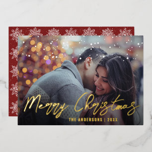 Carte De Vœux En Aluminium Joyeux Noël Élégant Minimaliste Photo Personnalisé