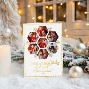 Carte De Vœux En Aluminium Joyeux Noël élégant Photo de famille Flocon de nei