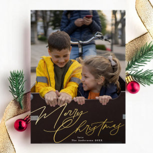 Carte De Vœux En Aluminium Joyeux Noël Élégant Photo Splendide