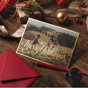 Carte De Vœux En Aluminium Joyeux Noël Élégante photo de Noël