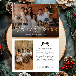 Carte De Vœux En Aluminium Joyeux Noël Élégante Typographie Photo de Famille 