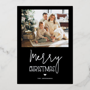 Carte De Vœux En Aluminium Joyeux Noël en argent noir Année d'examen Photo