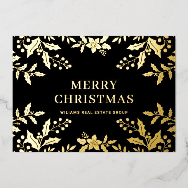 Carte De Vœux En Aluminium Joyeux Noël Entreprise Salutation Gold (Recto)