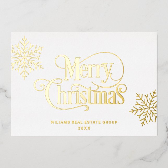 Carte De Vœux En Aluminium Joyeux Noël Entreprise Salutation Gold (Recto)