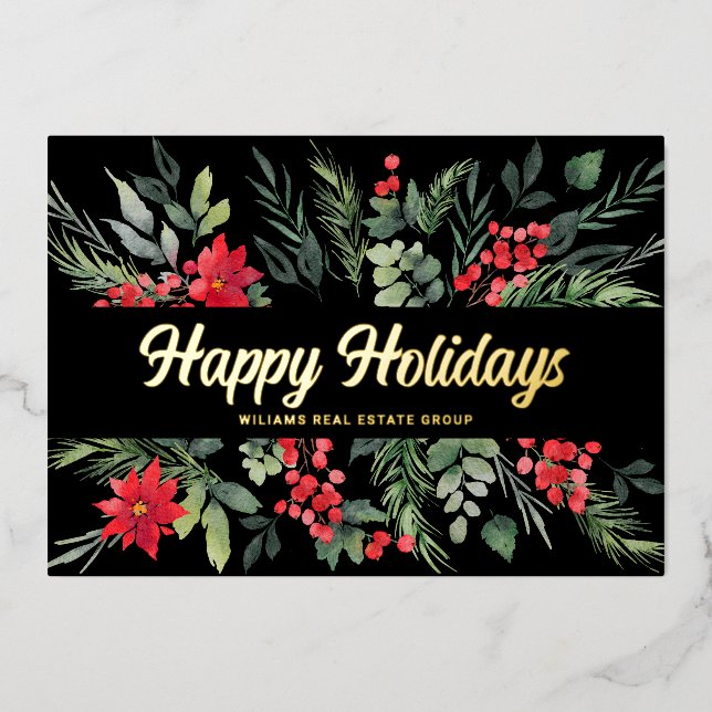 Carte De Vœux En Aluminium Joyeux Noël Entreprise Salutation Gold (Recto)