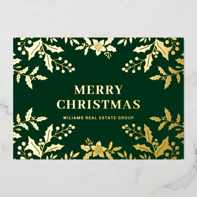 Carte De Vœux En Aluminium Joyeux Noël Entreprise Salutation Gold (Recto)