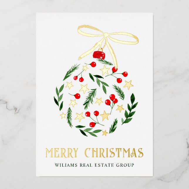 Carte De Vœux En Aluminium Joyeux Noël Entreprise Salutation Gold (Recto)