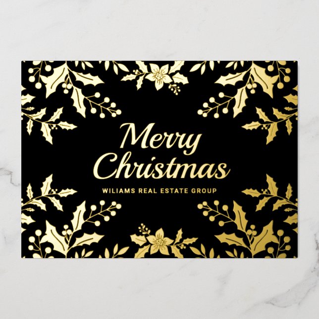 Carte De Vœux En Aluminium Joyeux Noël Entreprise Salutation Gold (Recto)