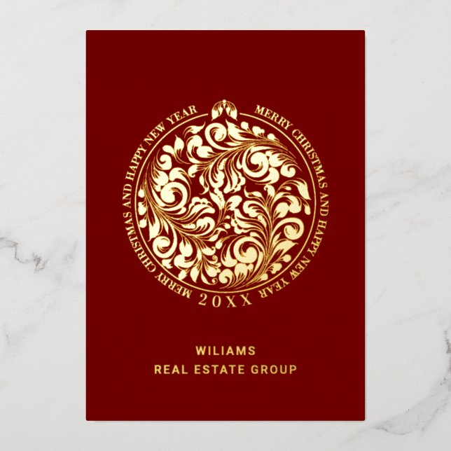 Carte De Vœux En Aluminium Joyeux Noël Entreprise Salutation Gold (Recto)