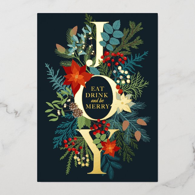 Carte De Vœux En Aluminium Joyeux Noël Entreprise Salutation Gold (Recto)