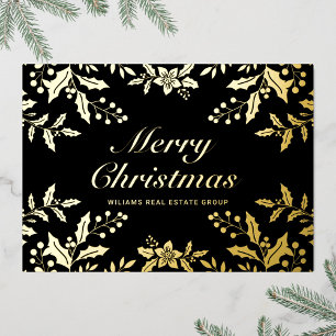 Carte De Vœux En Aluminium Joyeux Noël Entreprise Salutation Gold