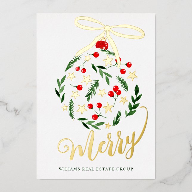 Carte De Vœux En Aluminium Joyeux Noël Entreprise Salutation Gold (Recto)