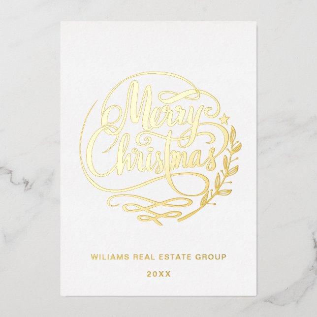 Carte De Vœux En Aluminium Joyeux Noël Entreprise Salutation Gold (Recto)