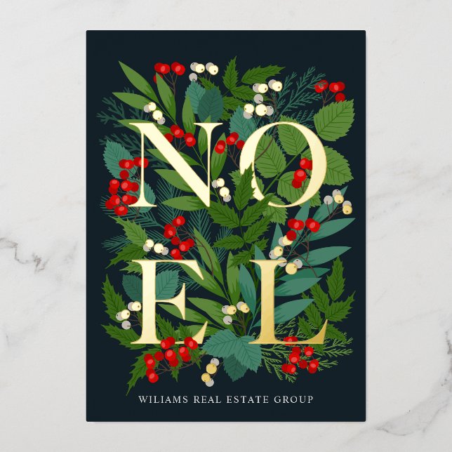 Carte De Vœux En Aluminium Joyeux Noël Entreprise Salutation Gold (Recto)