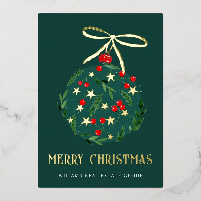 Carte De Vœux En Aluminium Joyeux Noël Entreprise Salutation Gold (Recto)