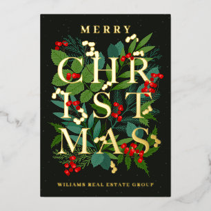 Carte De Vœux En Aluminium Joyeux Noël Entreprise Salutation Gold