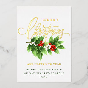 Carte De Vœux En Aluminium Joyeux Noël Entreprise Salutation Gold