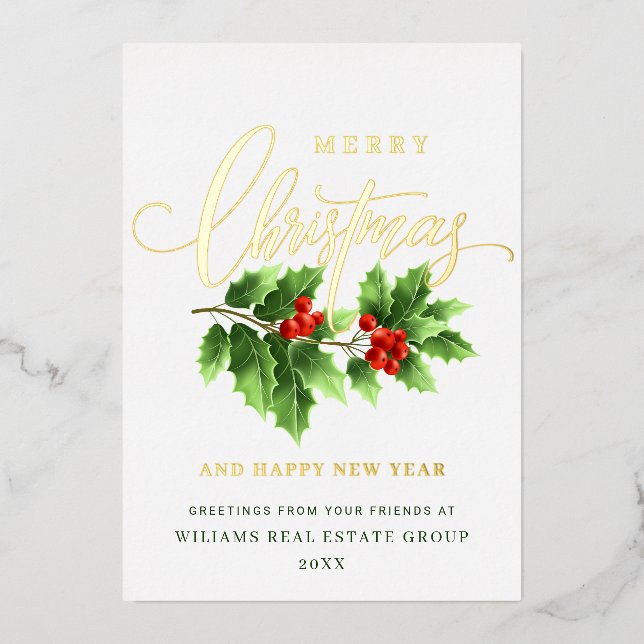 Carte De Vœux En Aluminium Joyeux Noël Entreprise Salutation Gold (Recto)