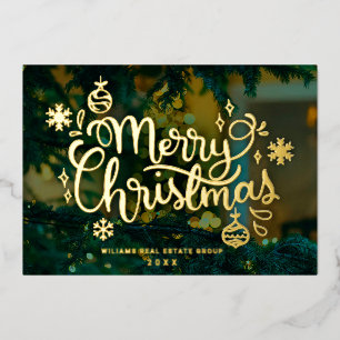 Carte De Vœux En Aluminium Joyeux Noël Entreprise Salutation Gold