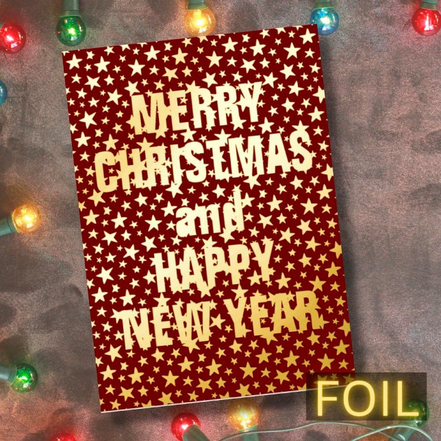 Carte De Vœux En Aluminium Joyeux Noël et Joyeux Nouvel An étoile bordeaux (Créateur téléchargé)