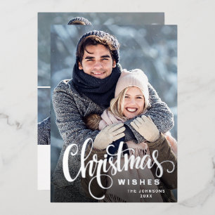 Carte De Vœux En Aluminium Joyeux Noël étincelant 4 PHOTOS Salutation Argent