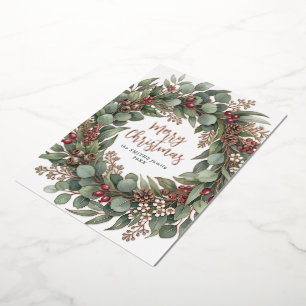 Carte De Vœux En Aluminium Joyeux Noël Eucalyptus Botanique Noël 