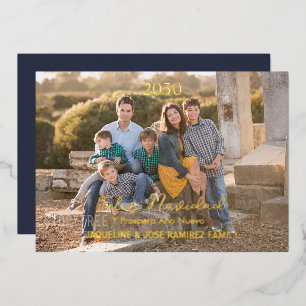 Carte De Vœux En Aluminium Joyeux Noël Feliz Navidad Photo de famille espagno