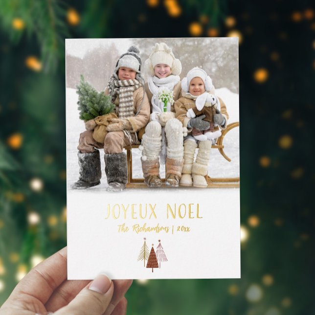Carte De Vœux En Aluminium Joyeux Noel Festive Photo moderne de Noël Or (Créateur téléchargé)