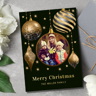 Carte De Vœux En Aluminium Joyeux Noël Gold Family Photo
