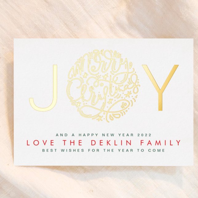 Carte De Vœux En Aluminium Joyeux Noël Gold JOY photo retour (Créateur téléchargé)