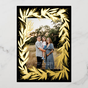 Carte De Vœux En Aluminium Joyeux Noël Golden Wreath Black